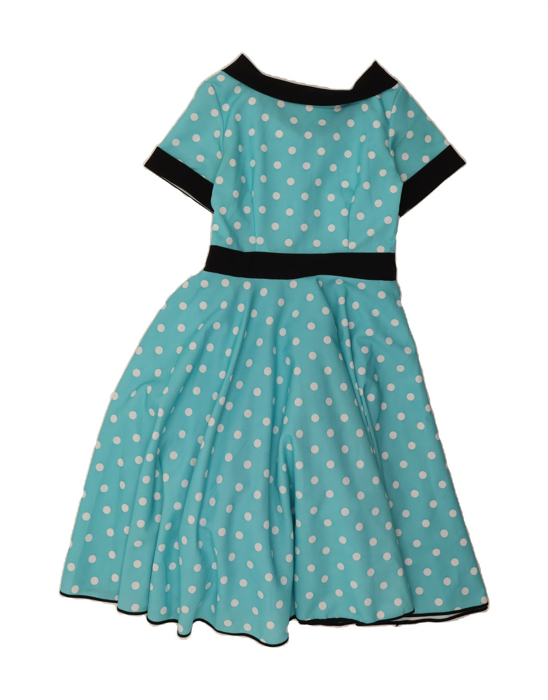 VINTAGE Womens A-Line Dress UK 12 Medium Blue Polka Dot Vintage Vintage and Second-Hand Vintage from Messina Hembry 