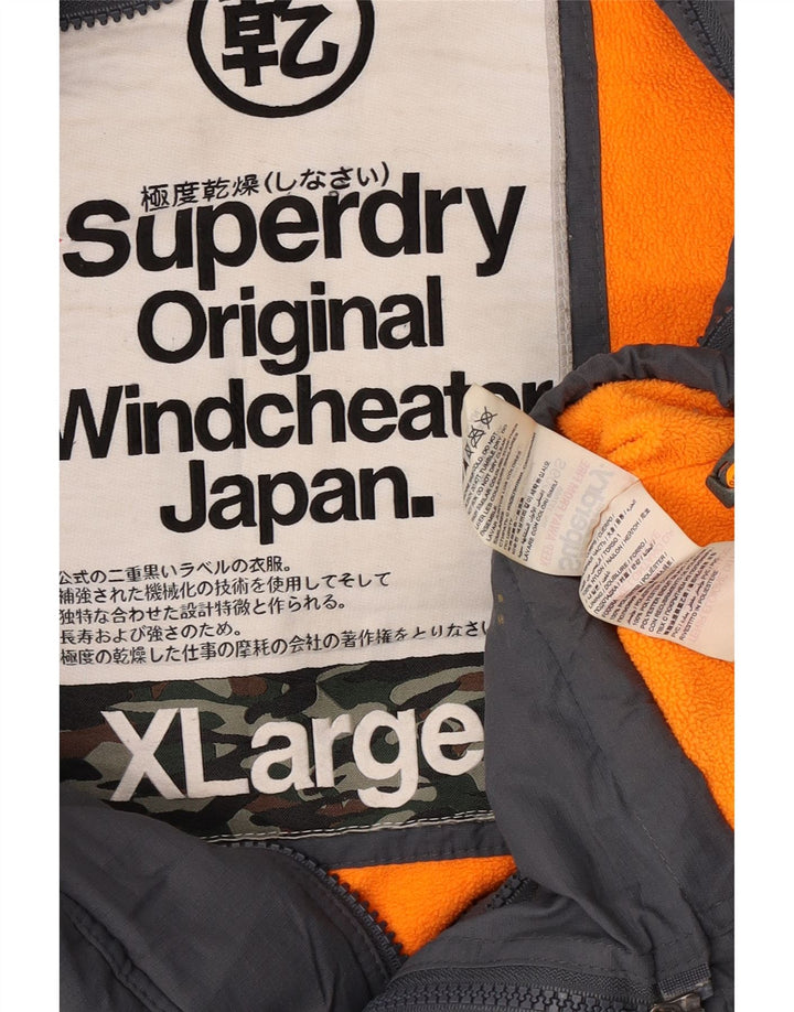 Superdry Herre The Windcheater Graphic Windbreaker Jacket UK 42 XL Grå