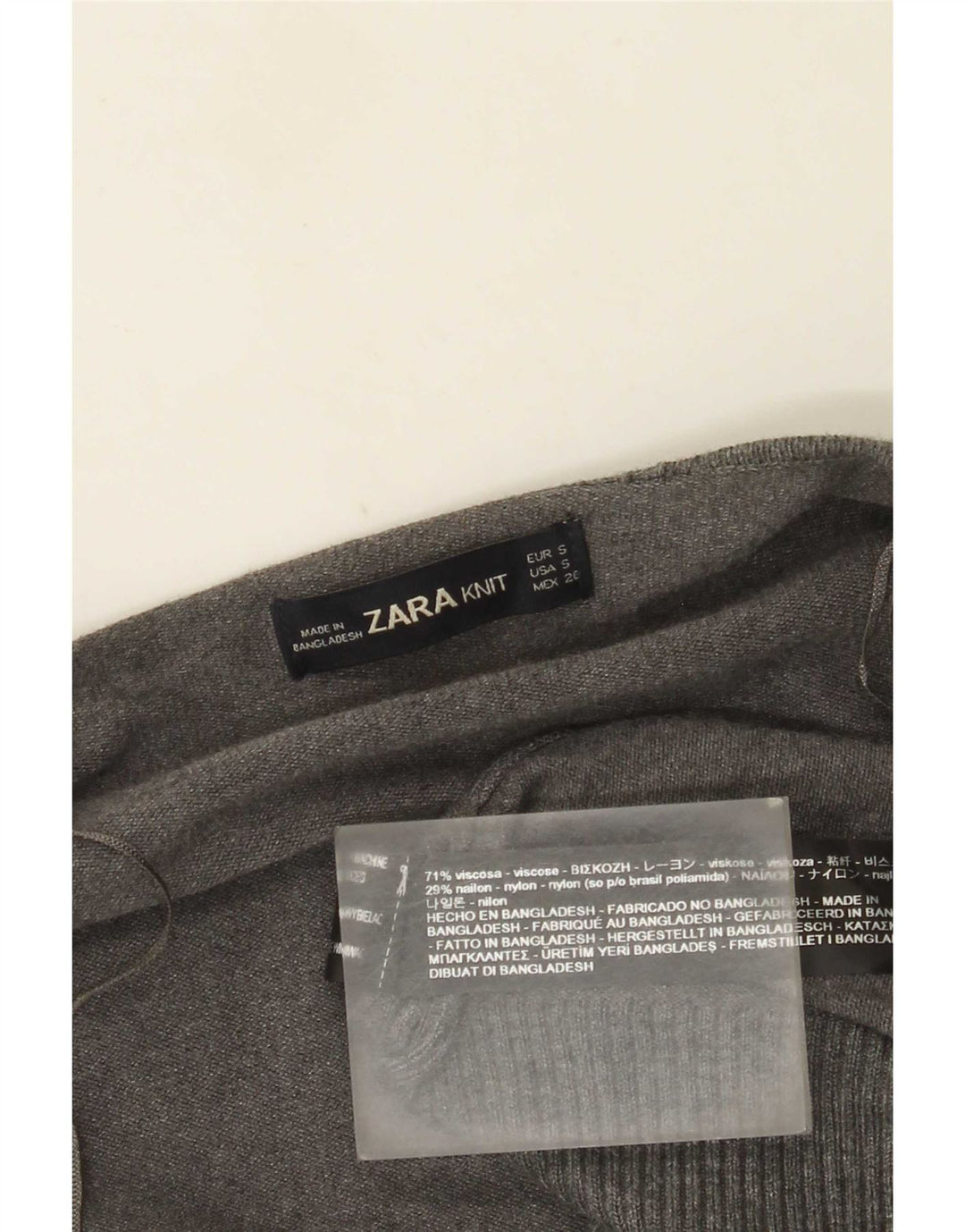 Zara Dame Oversized Asymmetrisk Åben Cardigan Sweater UK 10 Lille Grå