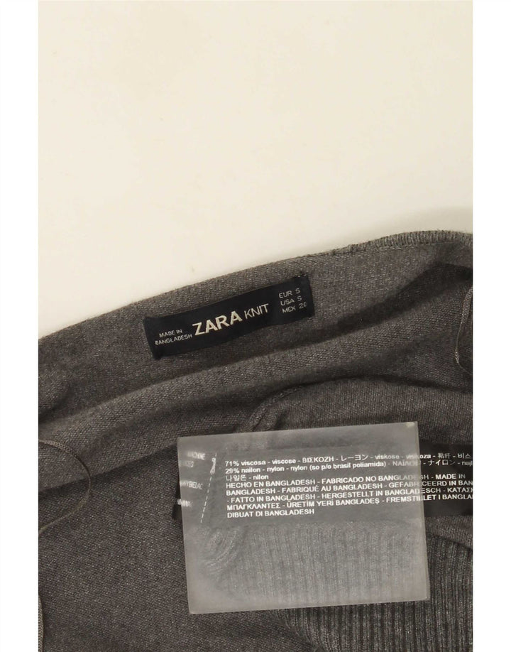 Zara Dame Oversized Asymmetrisk Åben Cardigan Sweater UK 10 Lille Grå