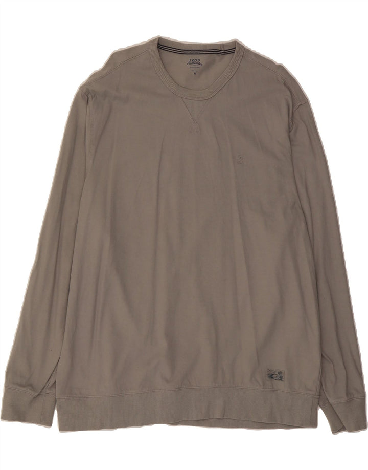 IZOD Mens Salt Water Top Long Sleeve XL Grey Cotton Vintage Izod and Second-Hand Izod from Messina Hembry 