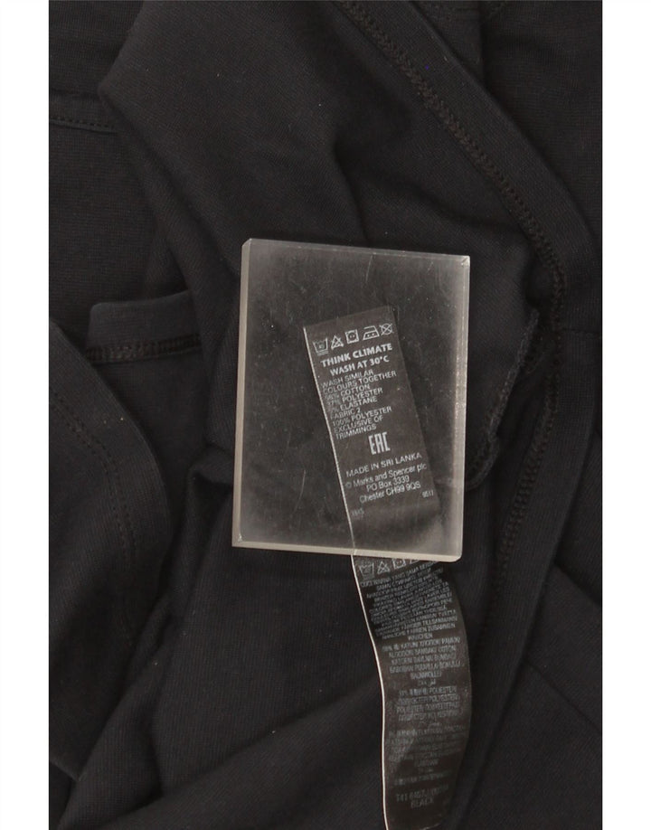 Marks & Spencer Dame 3/4-ærmet tunikatop UK 12 Medium Sort Bomuld