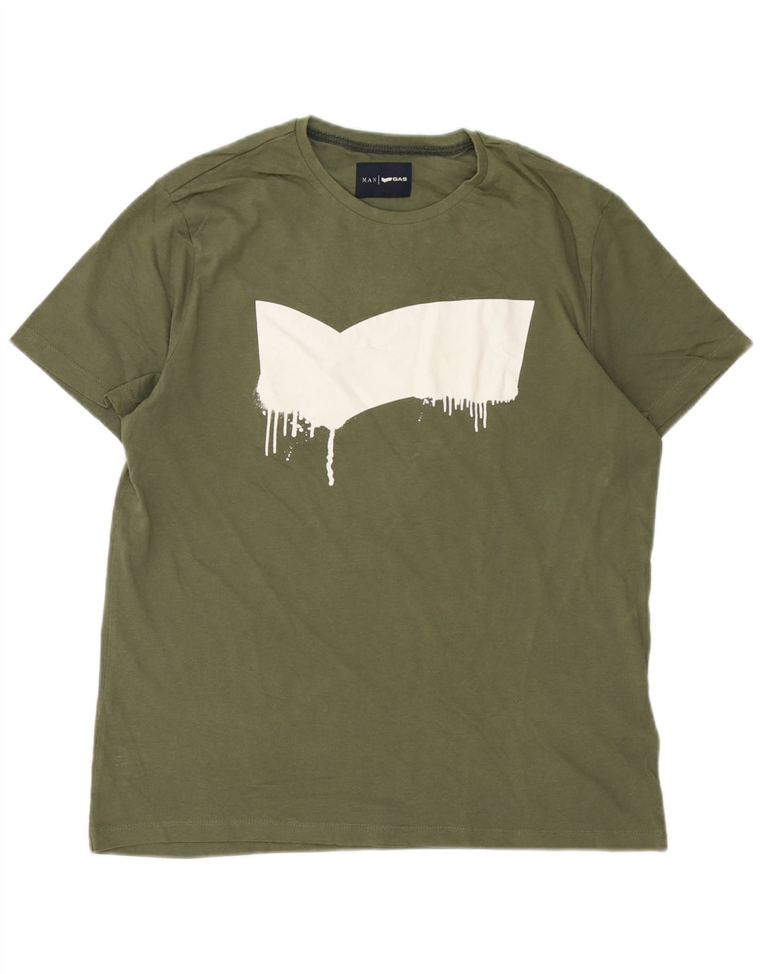 Gas Herre Grafisk T-Shirt Top Stor Grøn Bomuld