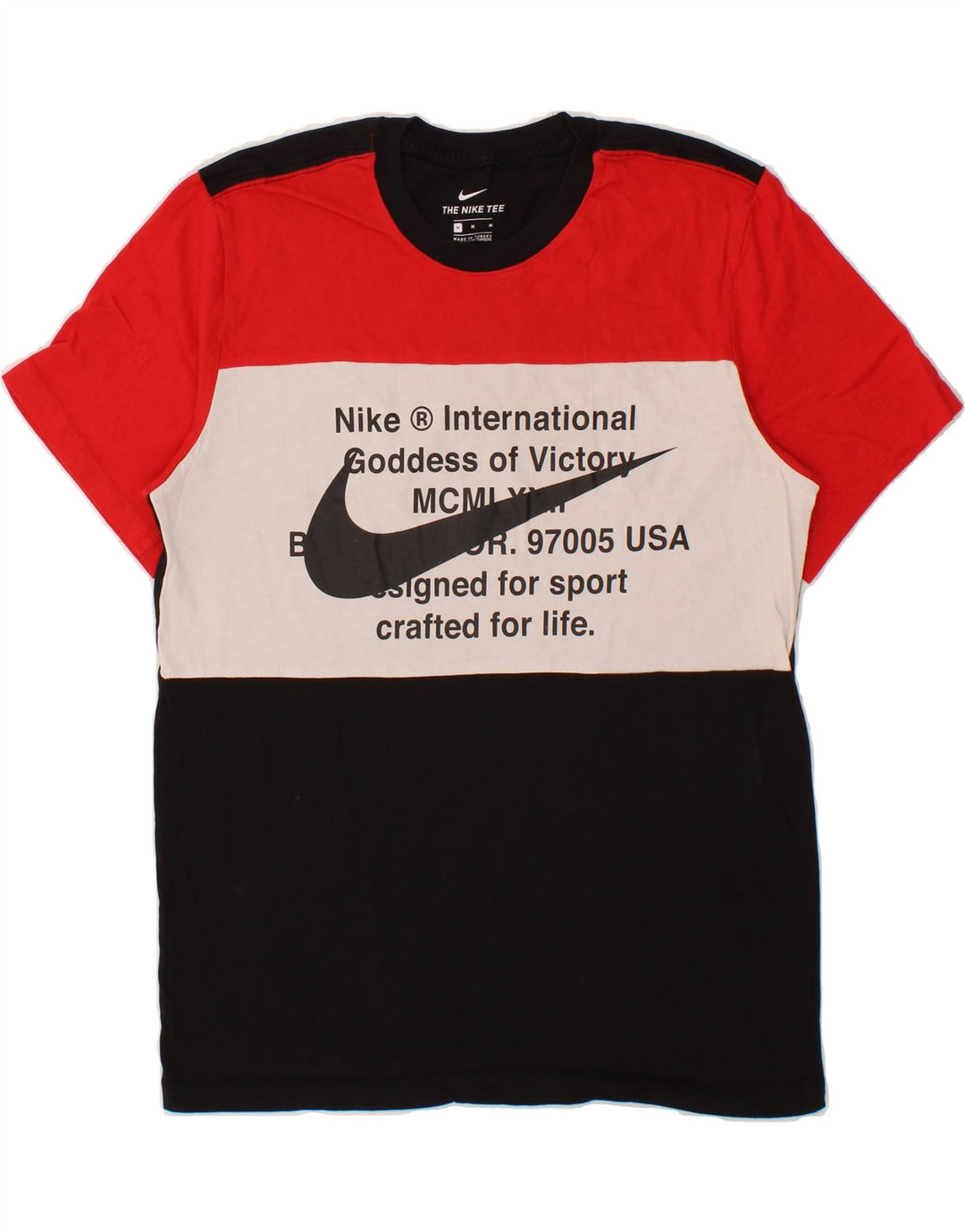 NIKE Grafisk T-shirt top mellem sort farveblok bomuld