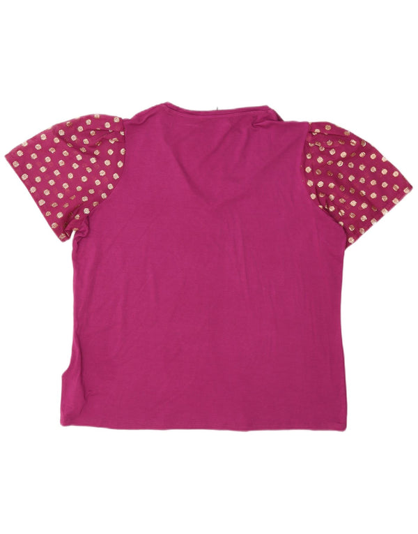 Marks & Spencer T-shirt top til kvinder UK 18 XL rødbrun plettet viskose
