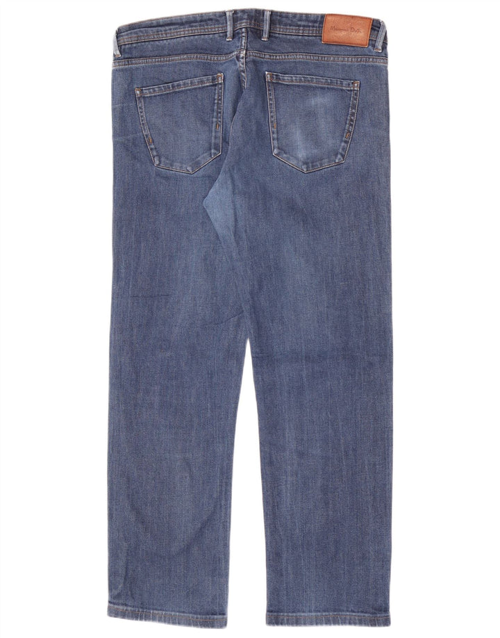 Massimo Dutti Dame Regular Fit Straight Jeans EU 44 Large W34 L28 Blå