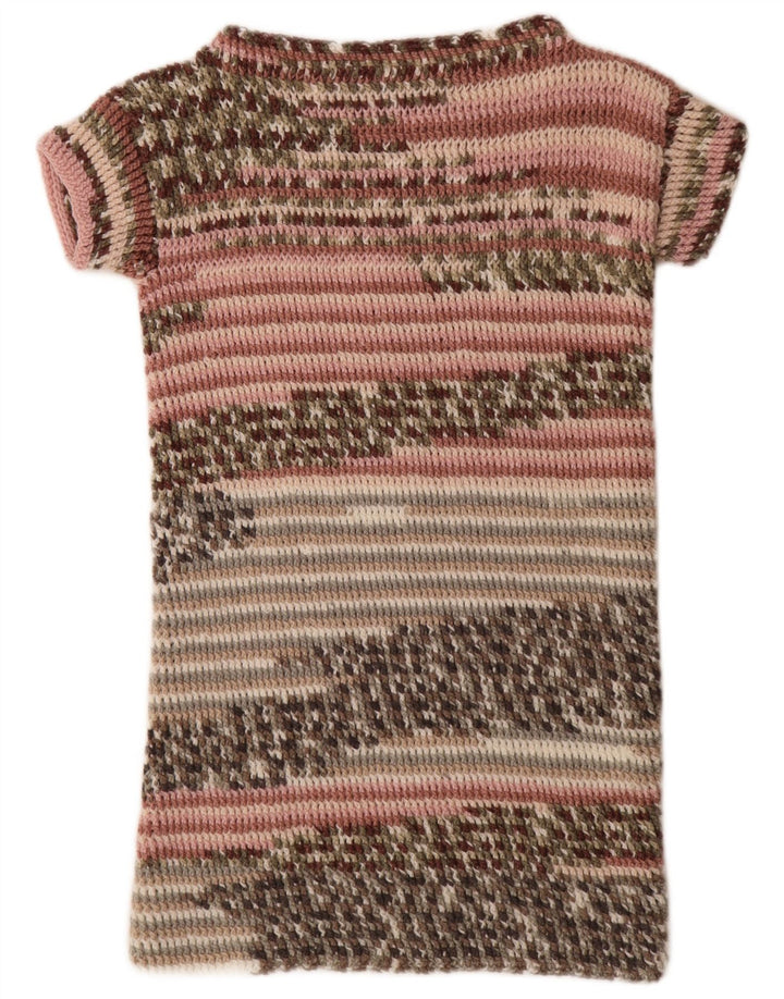 Vintage Dame Jumper Kjole UK 14 Medium Flerfarvet Stribet