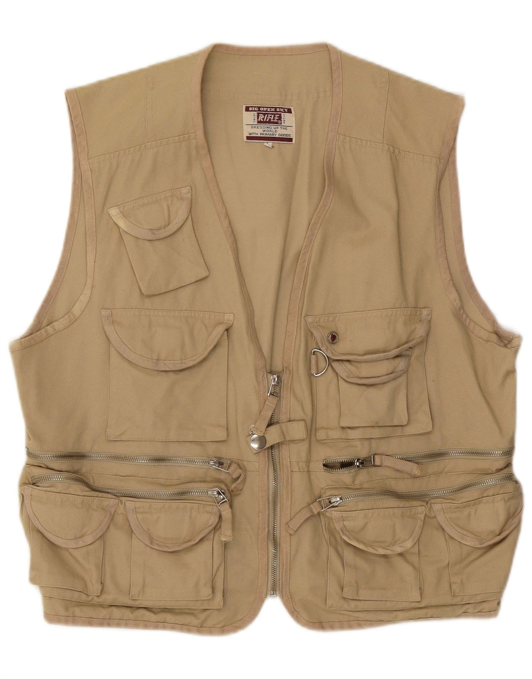 Rifle Herre Utility Gilet UK 40 Large Beige Cotton