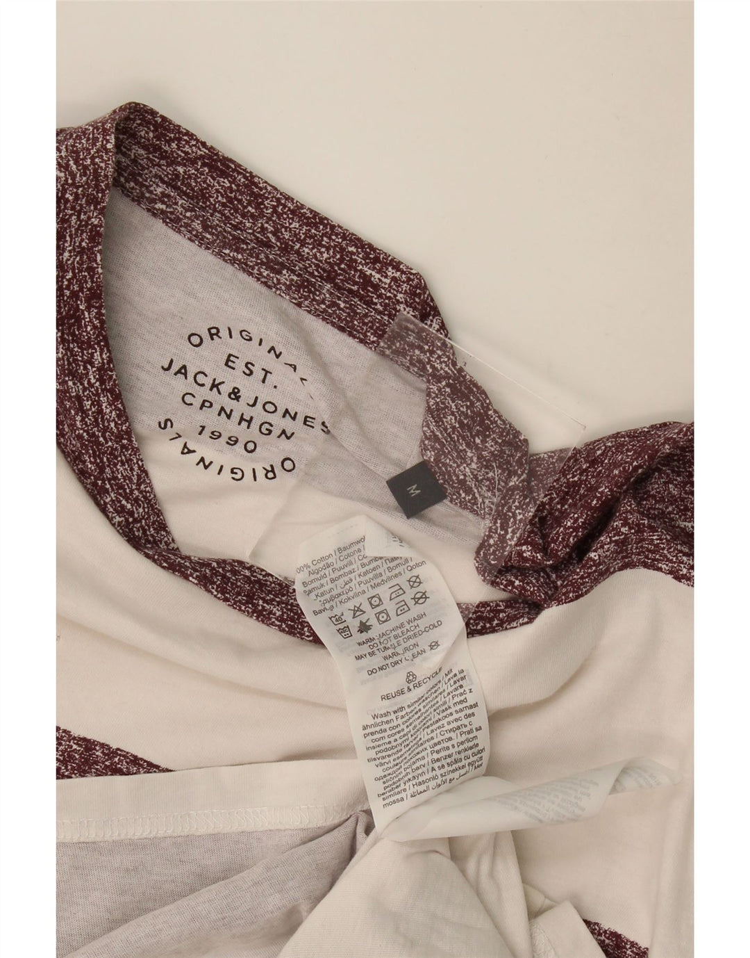 Jack & Jones herre T-shirt top mellem hvid stribet bomuld