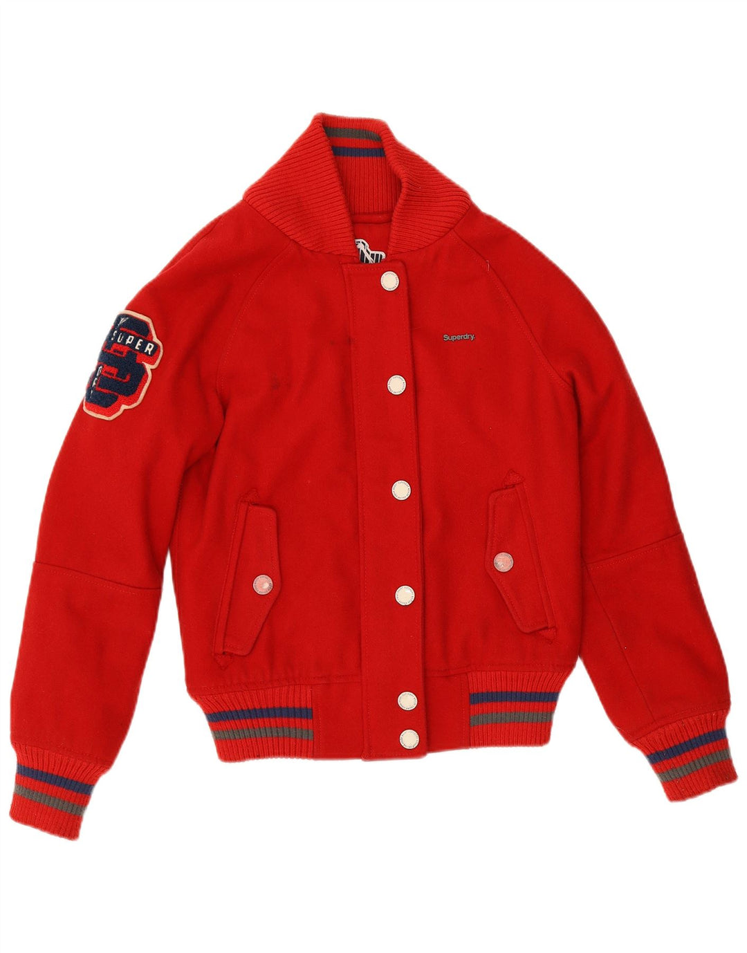 Superdry Graphic Bomber Jacket UK 12 Medium Red Wool