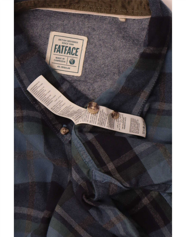 Fat Face Herre Regular Fit Flanellskjorte 4XL Navyblå Ternet Bomuld