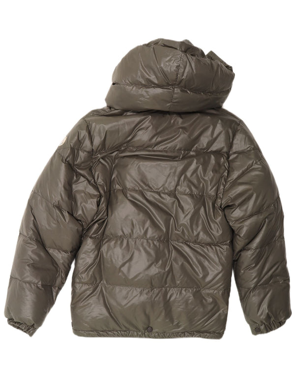 Moncler Herre Hooded Polstret Jakke Størrelse 0 XS Khaki Polyamid