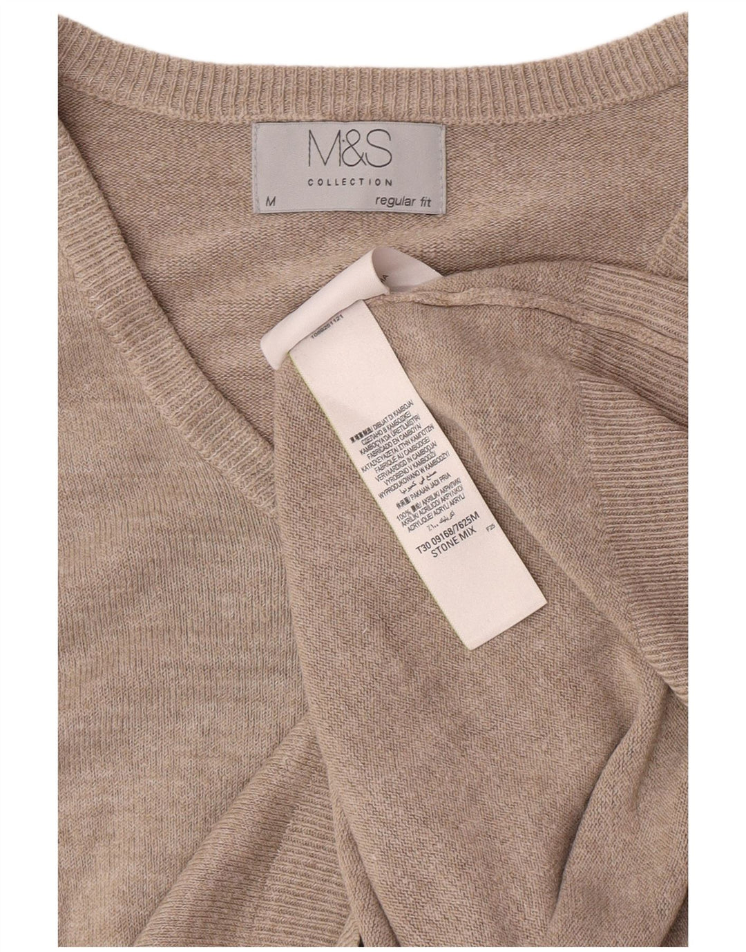 Marks & Spencer Herre Regular Fit V-hals sweater Medium Beige Flecked