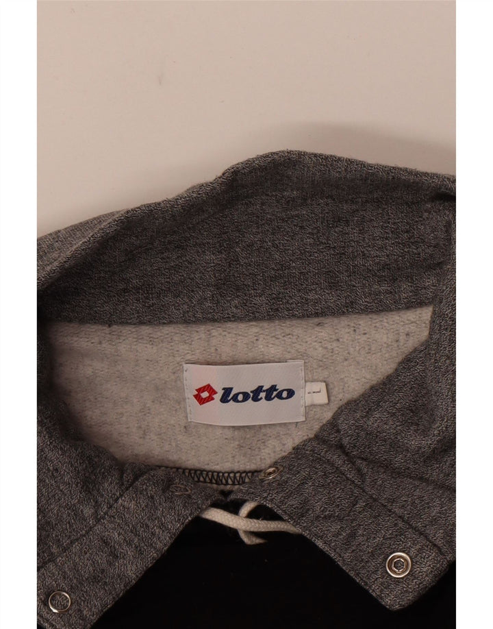 Lotto Herre Grafisk Button Neck Sweatshirt Jumper Stor Sort Colourblock