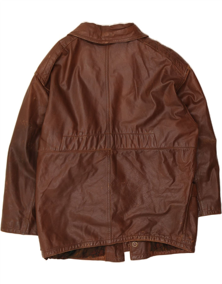 VITTORIO FORTI Mens Leather Jacket UK 42 XL Brown Vintage Vittorio Forti and Second-Hand Vittorio Forti from Messina Hembry 
