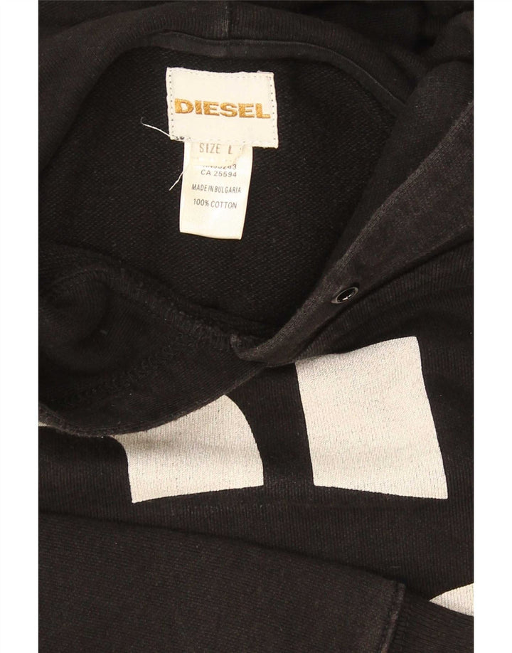 Diesel Herre grafisk hættetrøje Jumper Stor sort bomuld