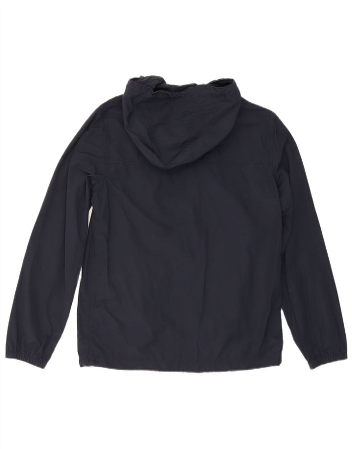 JACK WILLS Womens Hooded Rain Jacket UK 10 Small Navy Blue Cotton