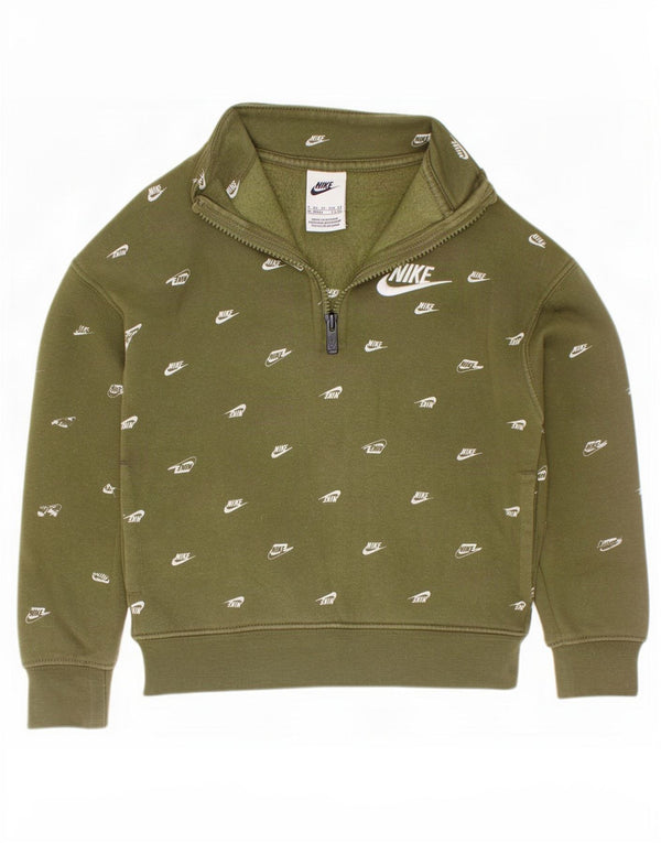 Nike drenge grafisk sweatshirt med lynlåshals 3-4 år XS Grøn bomuld