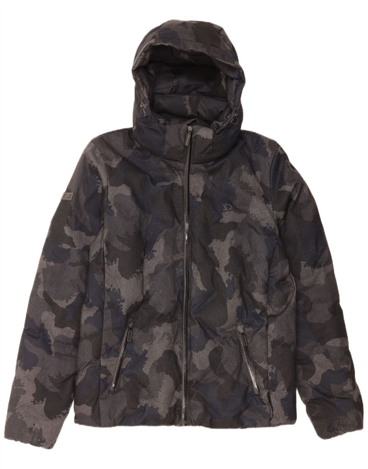 Superdry Polstret hættejakke til mænd UK 38 Medium Black Camouflage Polyester