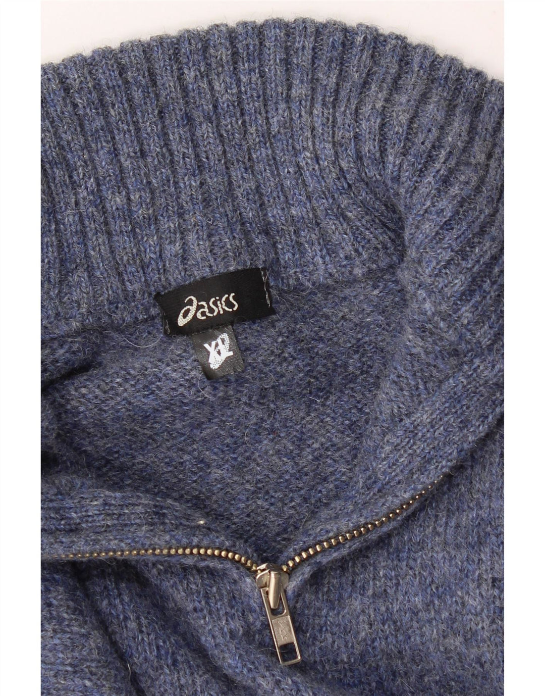ASICS Womens Zip Neck Jumper Sweater UK 18 XL Navy Blue Wool Vintage Asics and Second-Hand Asics from Messina Hembry 