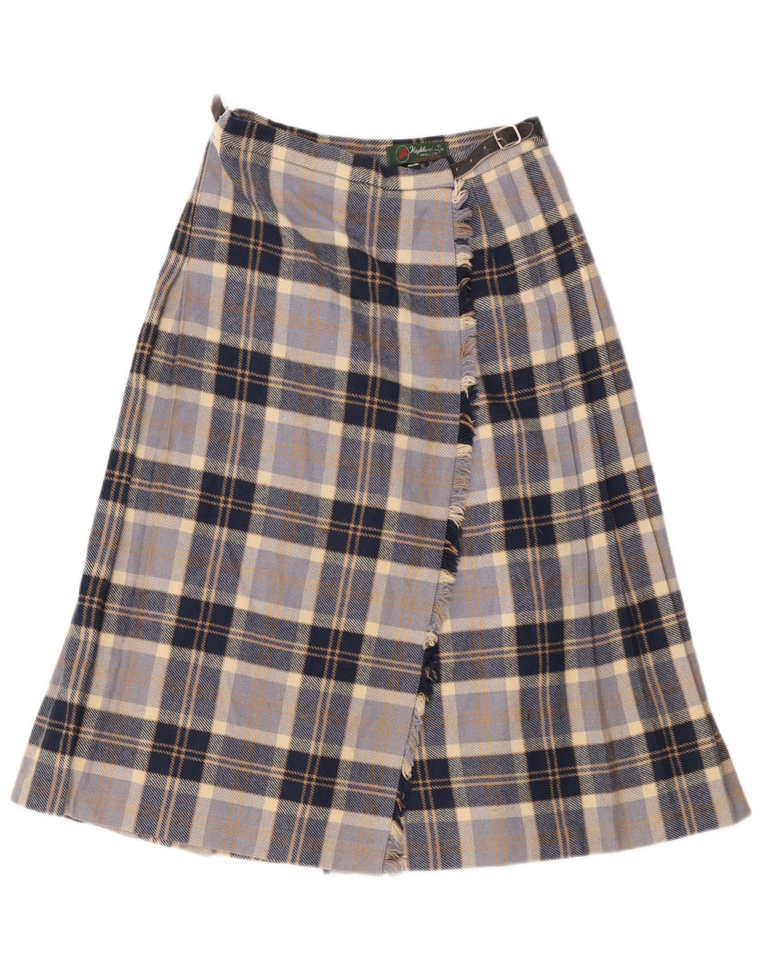 Highland Womens Wrap Nederdel EU 38 Medium W28 Marineblå Plaid Uld
