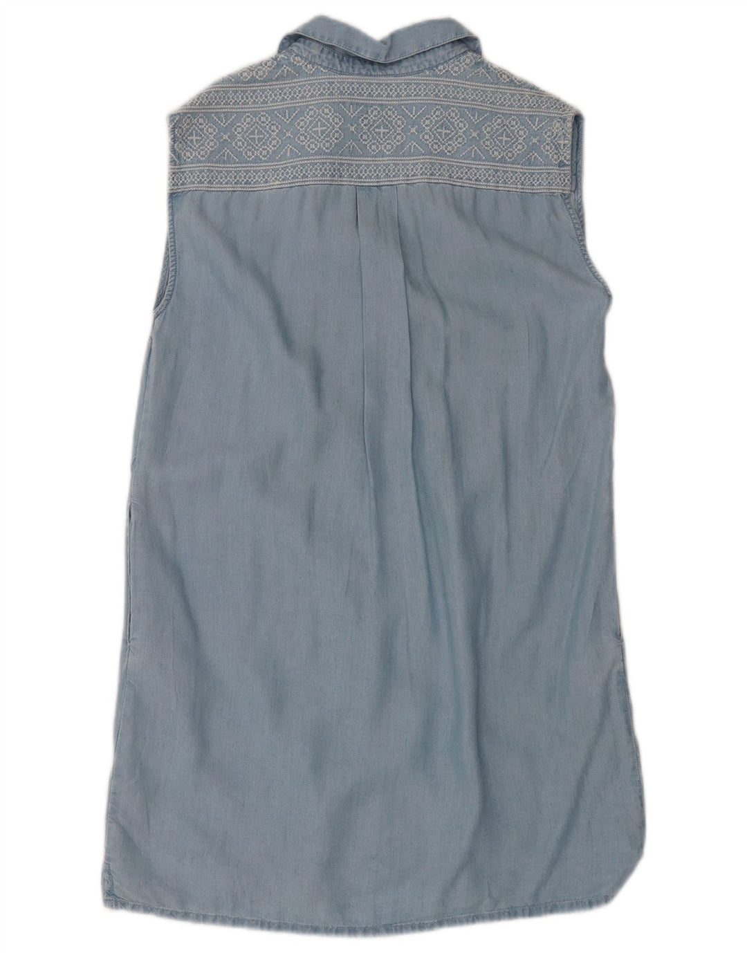 PEPE Jeans Dame ærmeløs teltkjole UK 10 Small Blue Fair Isle Lyocell