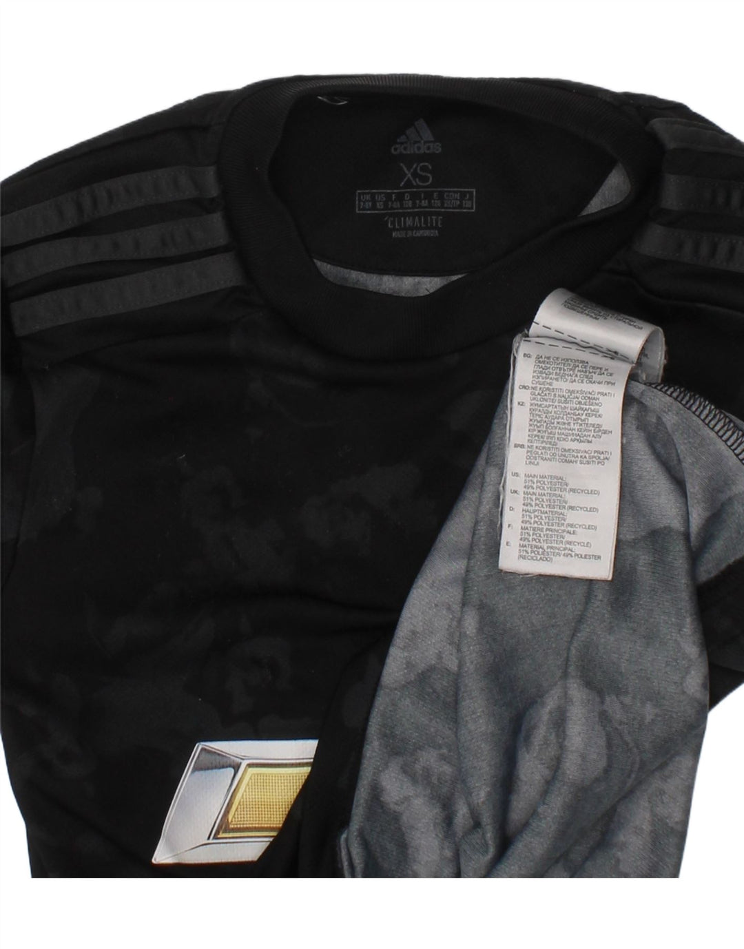 Adidas drenge grafisk t-shirt top 7-8 år XS sort polyester