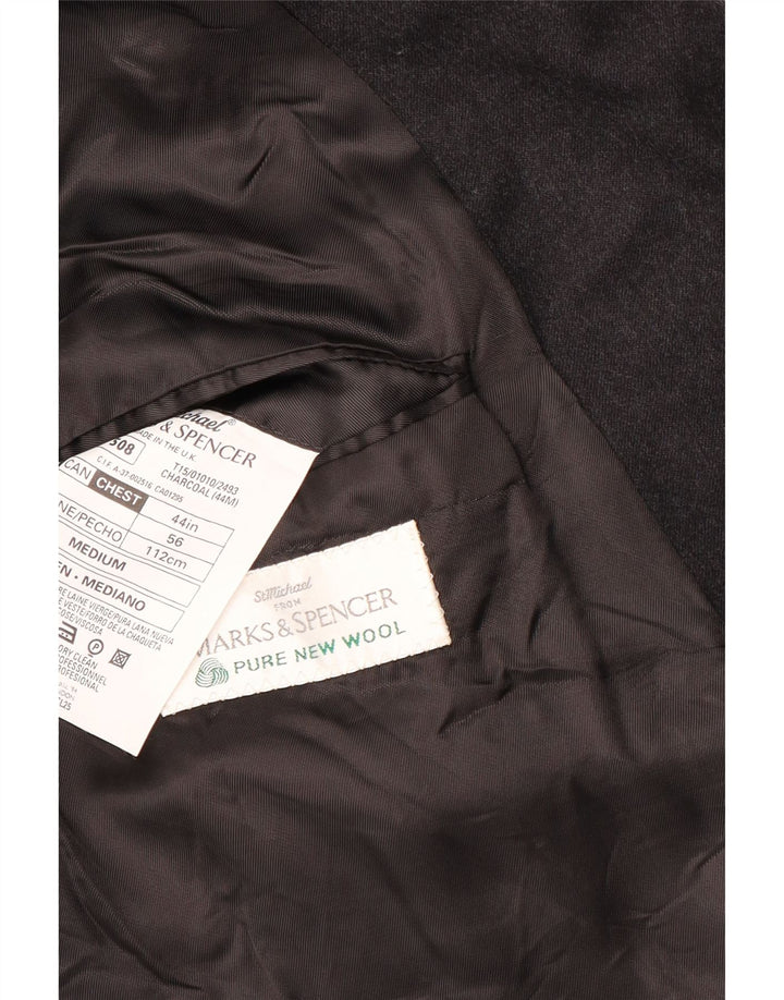 Marks & Spencer Herre Double Breasted Blazer Jacket UK 44 XL Grå New Wool