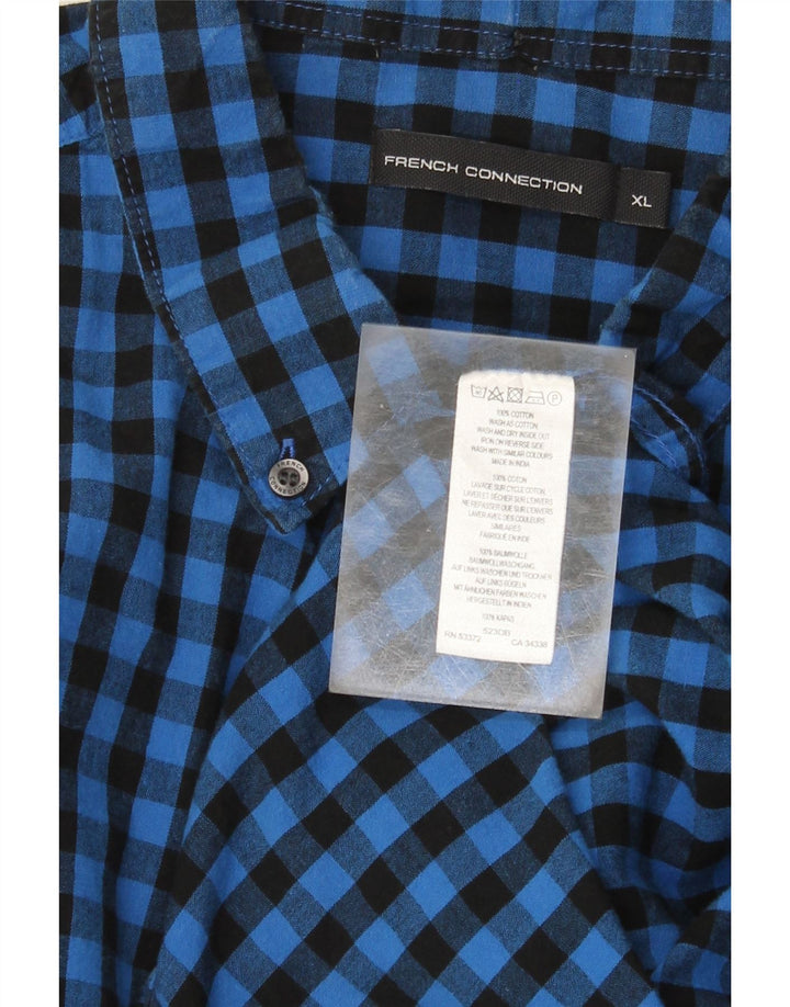 French Connection Herreskjorte XL Blue Gingham Cotton