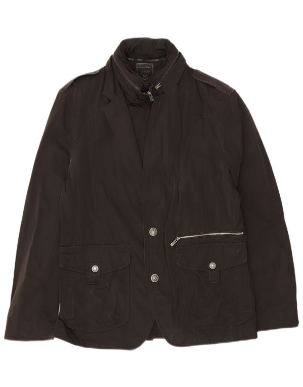 Calvin Klein Herre Military Hooded 2 Button Blazer Jacket UK 36 Small Black
