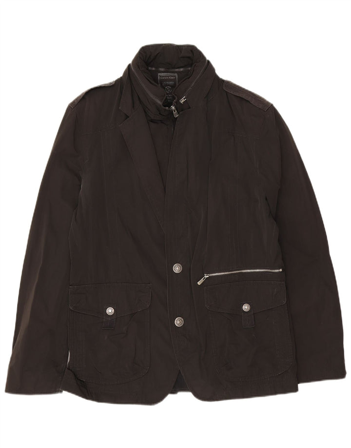 Calvin Klein Herre Military Hooded 2 Button Blazer Jacket UK 36 Small Black