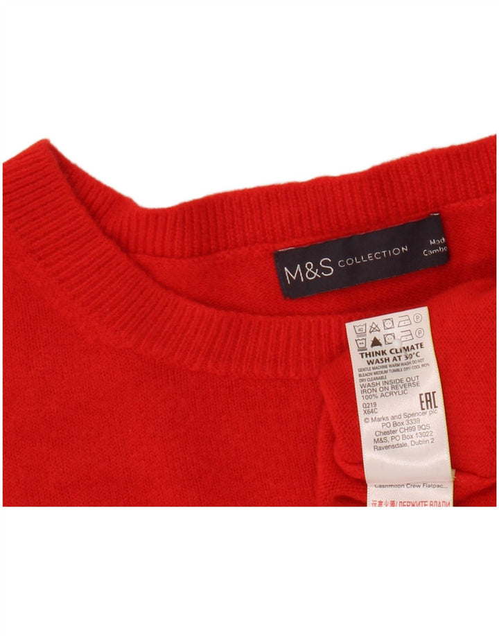 Marks & Spencer Dame Crop Crew Neck Jumper Sweater UK 12 Medium Red