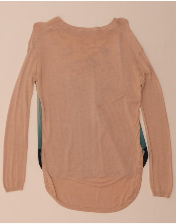 Oasis Dame Grafisk Oversized Boat Neck Jumper Sweater UK 6 XS Pink Floral