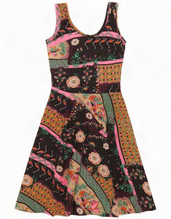 Vintage Womens Sleeveless A-Line Dress IT 42 Medium Multicoloured Floral