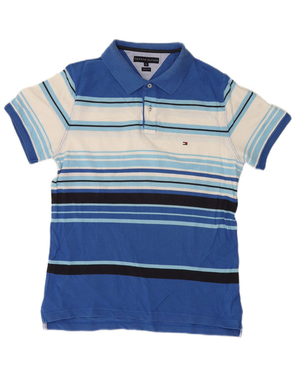 Tommy Hilfiger Herre Slim Fit Polo Shirt XL Blå Stribet Bomuld