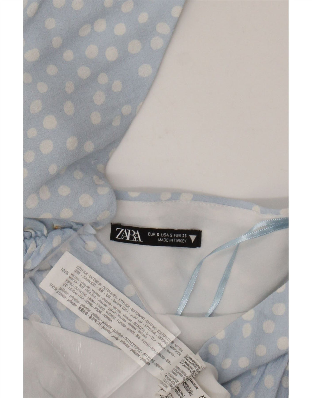 ZARA Womens A-Line Dress UK 8 Small Blue Polka Dot Polyester