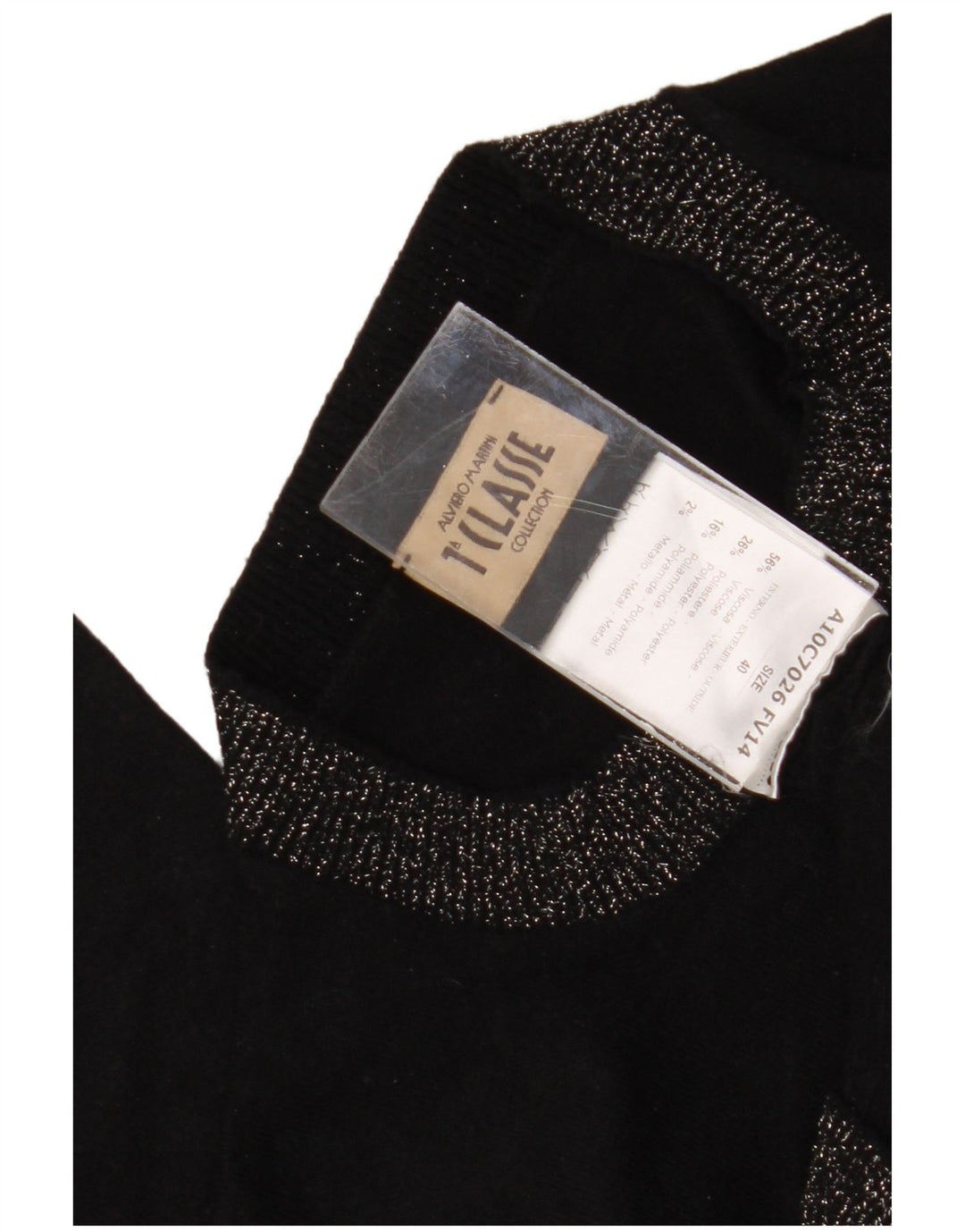 ALVIERO MARTINI Dame grafisk rund hals sweater IT 40 Small Black