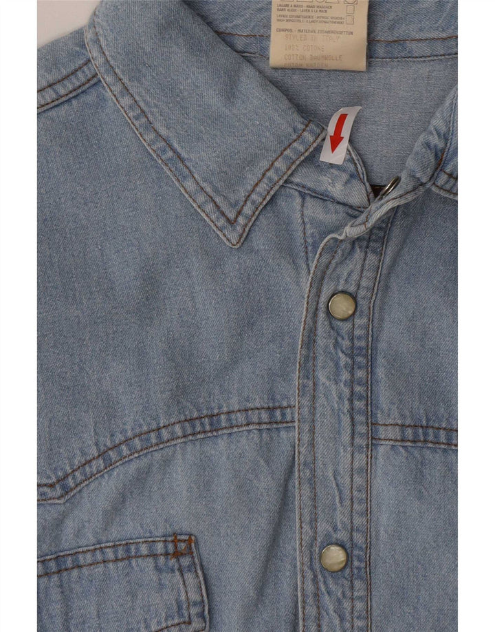 Wild Mens Denim Shirt Large Blue Cotton
