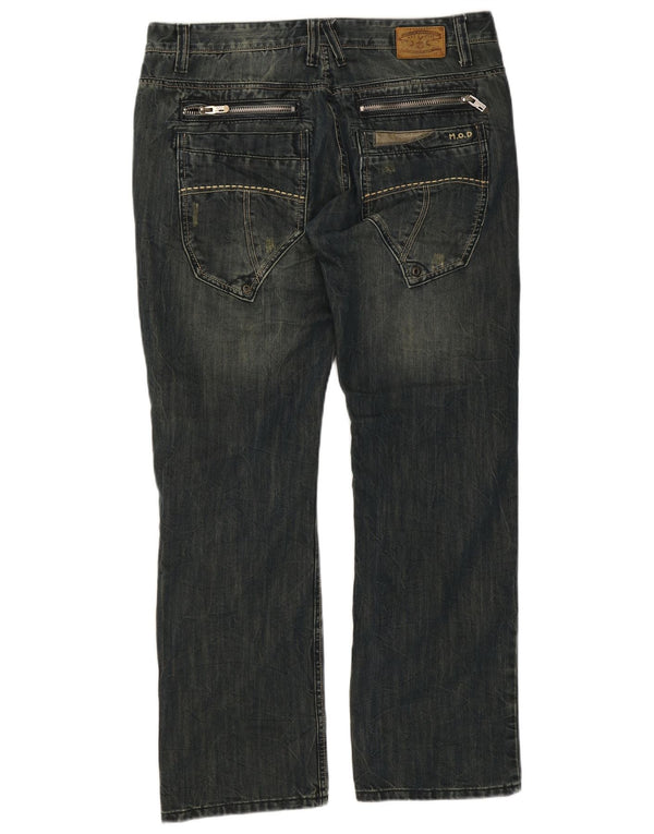 Vintage Herre Cargo Straight Jeans W36 L32 Marineblå Bomuld