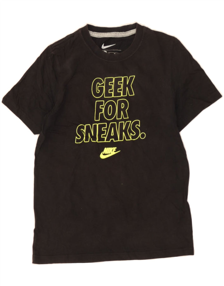 NIKE Boys Graphic T-Shirt Top 10-11 Years Medium Black Cotton Vintage Nike and Second-Hand Nike from Messina Hembry 