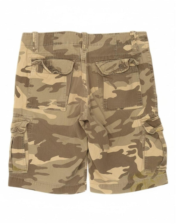 TOMMY HILFIGER Mens Cargo Shorts W31 Medium Khaki Camouflage Cotton