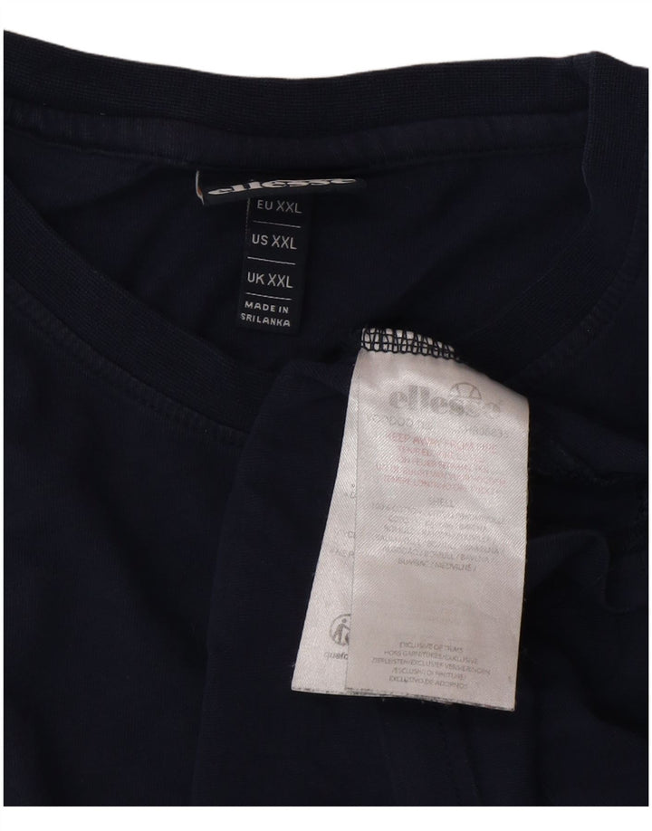 Ellesse Herre Grafisk T-Shirt Top 2XL Marineblå Bomuld