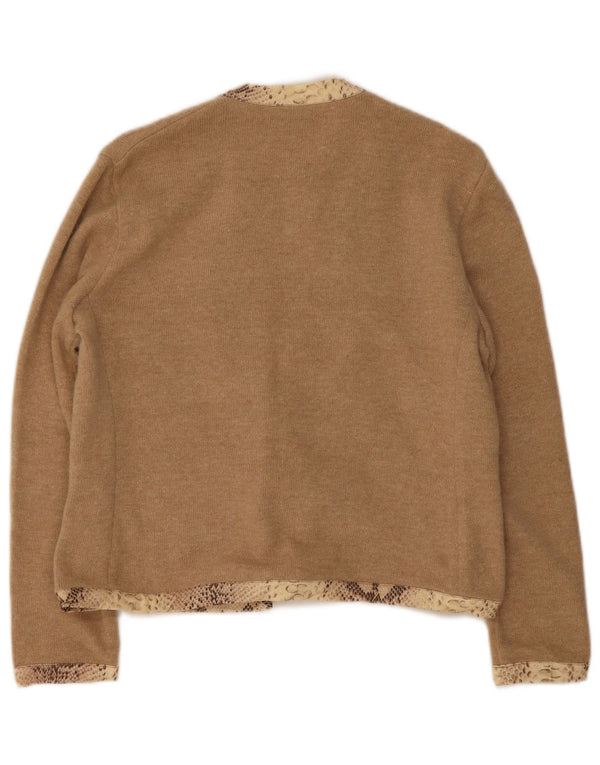 Daniela Drei Dame Front Tie Cardigan Sweater IT 44 Medium Brun Uld