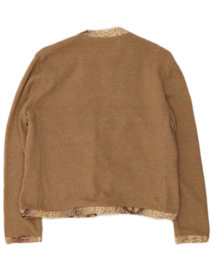 Daniela Drei Dame Front Tie Cardigan Sweater IT 44 Medium Brun Uld