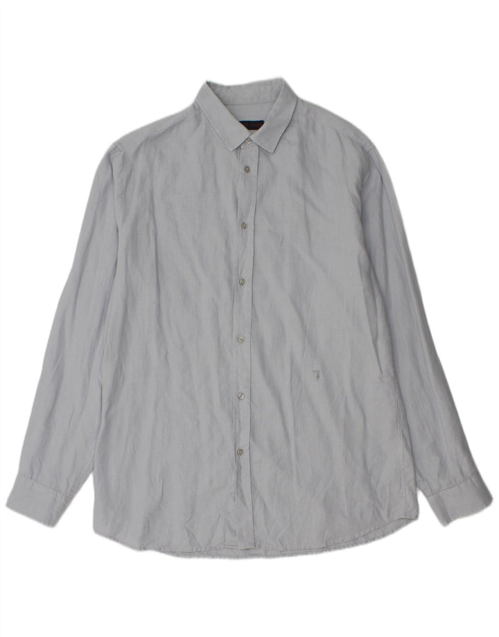 Trussardi Jeans Herreskjorte str. 42 Large Blue Linen