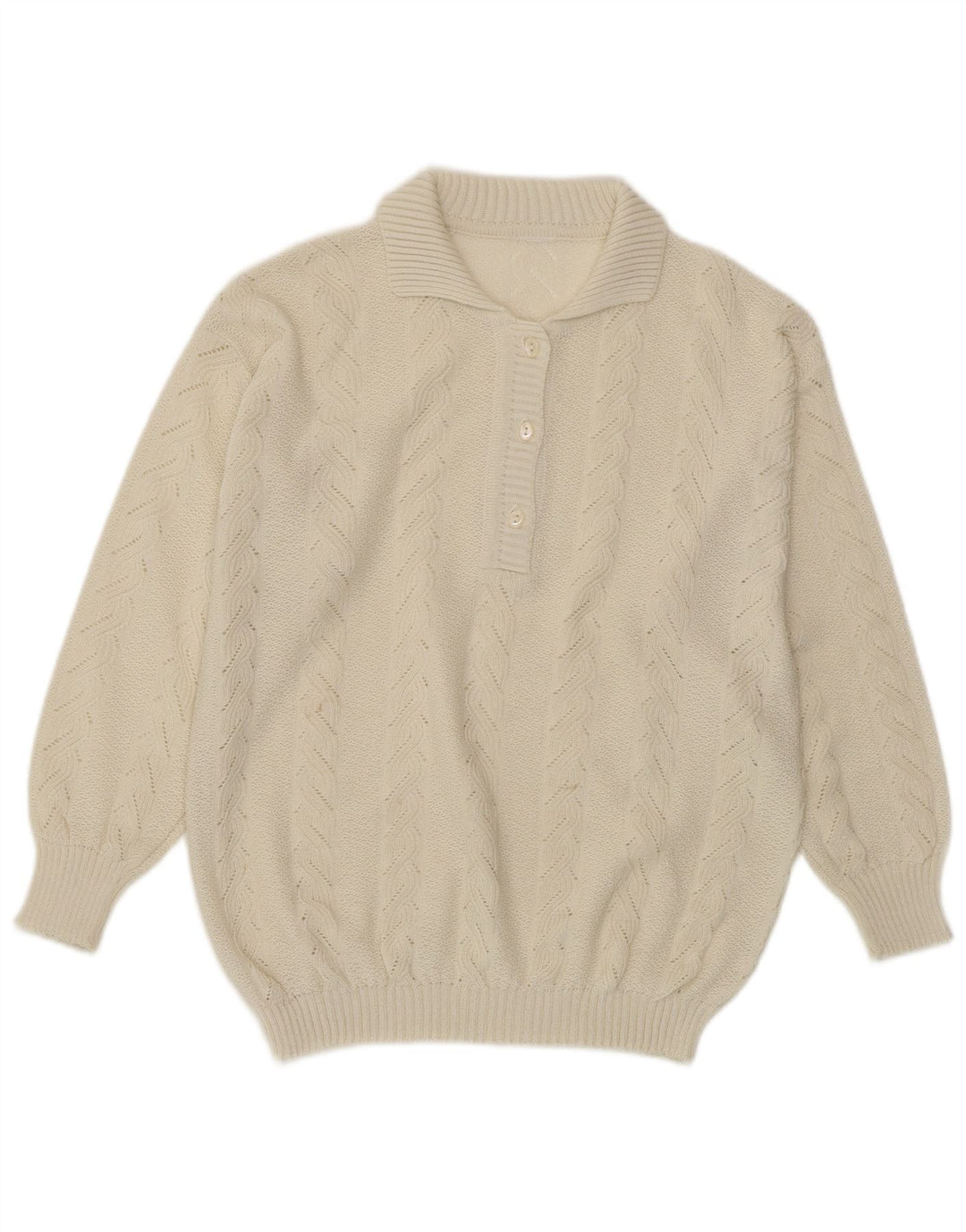 VINTAGE Dame Polo Neck Jumper Sweater UK 14 Medium Off White