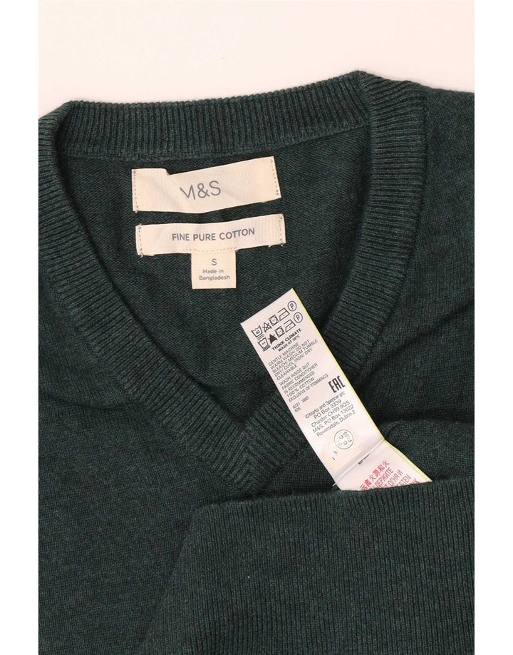 Marks & Spencer Herre V-hals sweater lille grøn bomuld