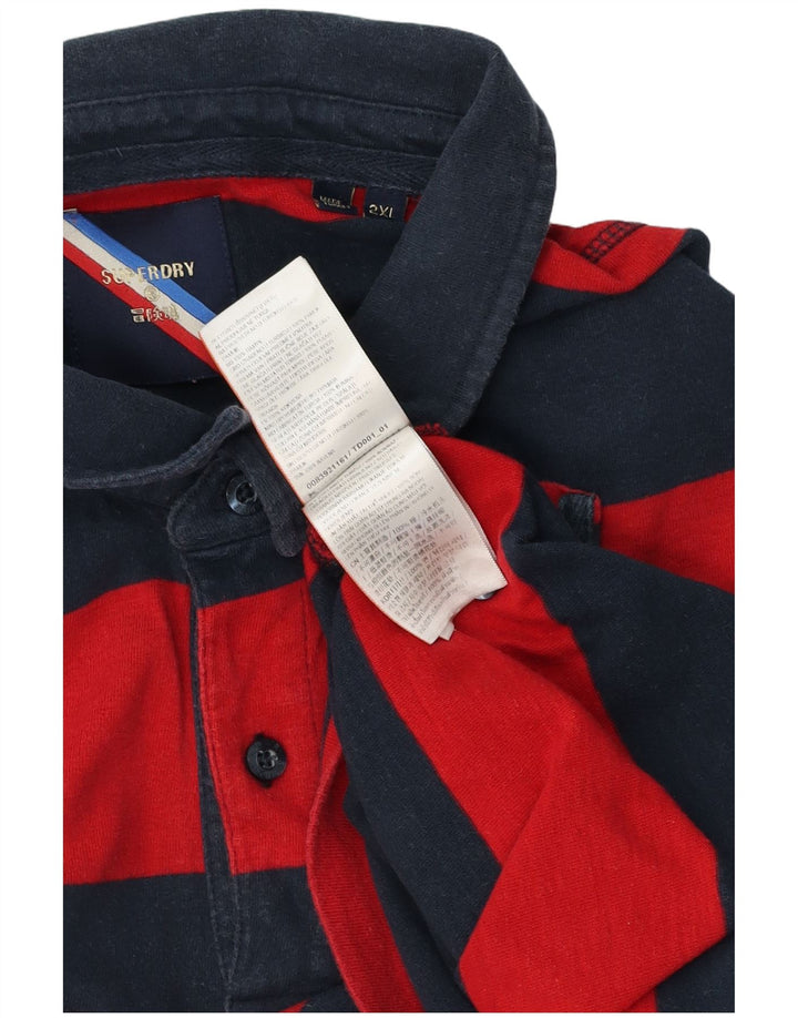 Superdry herre poloshirt 2XL rødstribet bomuld