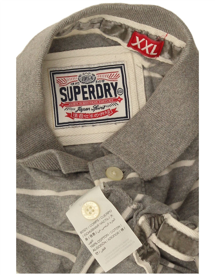 Superdry herre poloshirt 2XL gråstribet bomuld