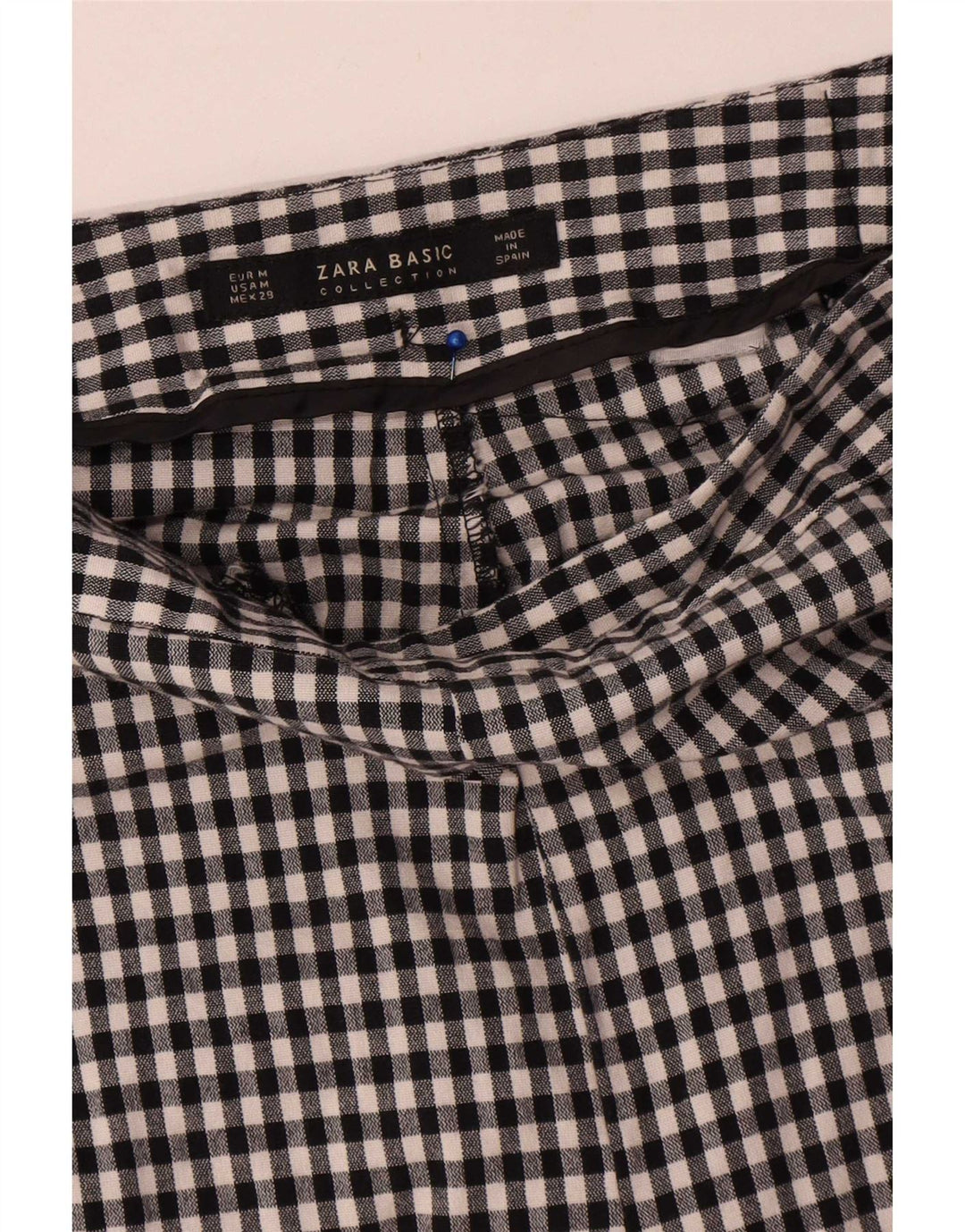 Zara Dame Slim Chino Bukser Medium W28 L28 Sort Gingham